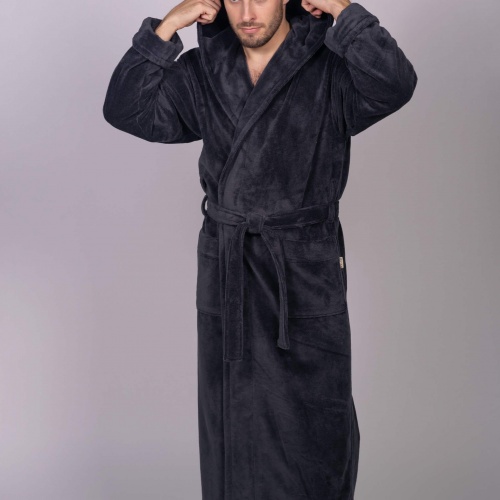 Мужской бамбуковый халат с капюшоном Magistr (Антрацит)