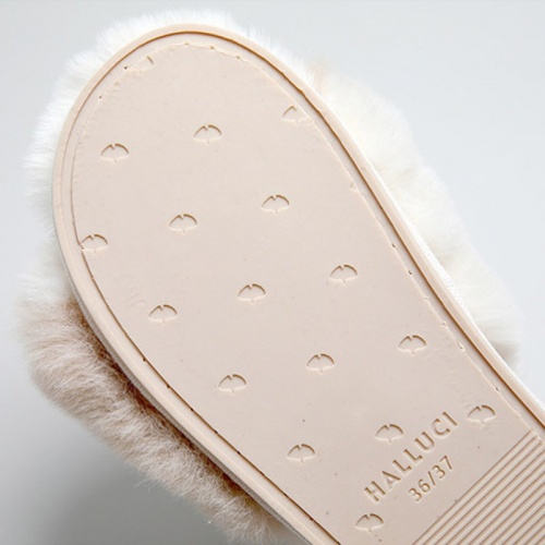 Тапочки Halluci "Мех" (Бело-бежевый)
